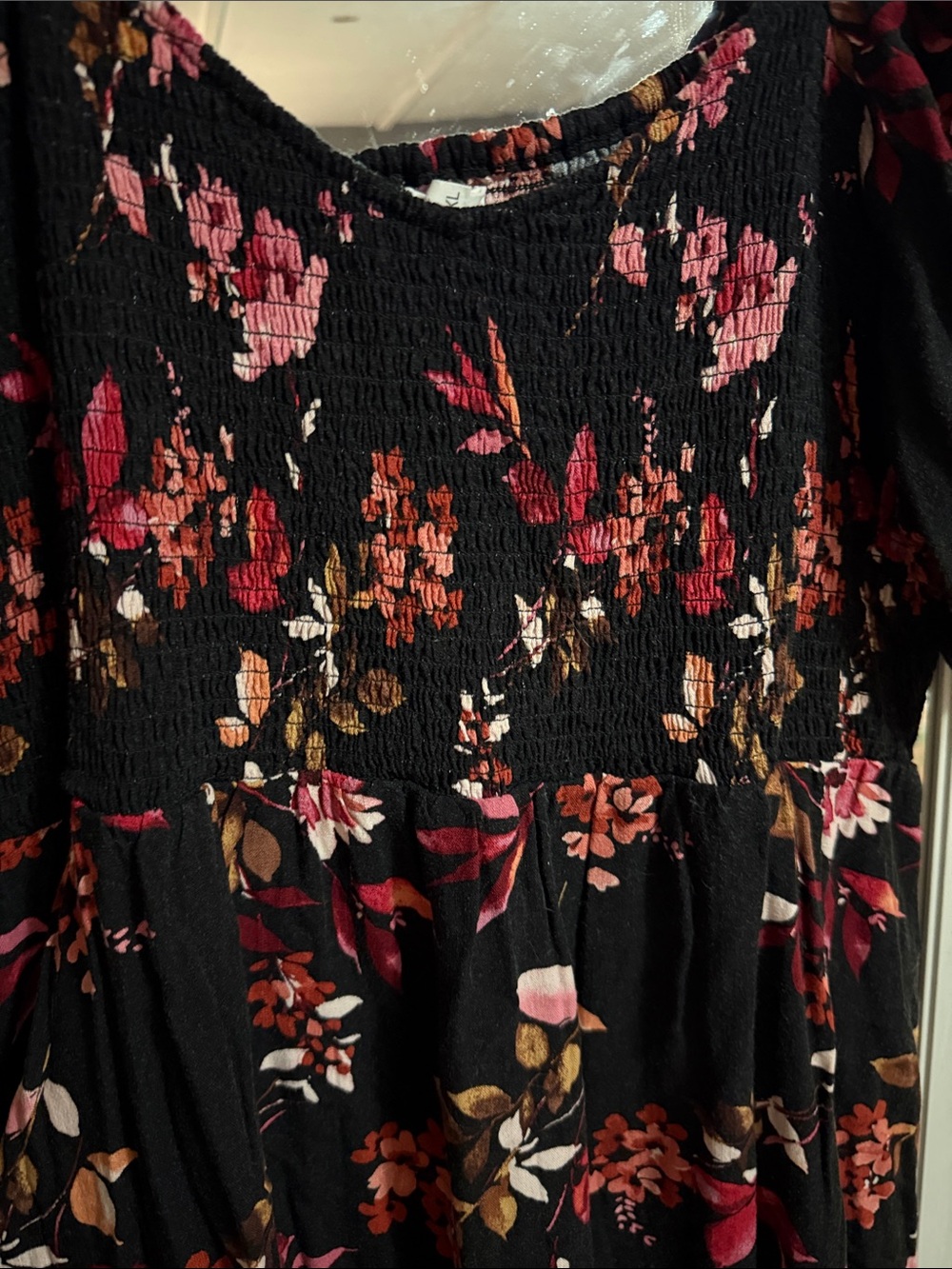 Maurices Black Midi Dress with Pink & Red Floral Print - Picture 2 of 2